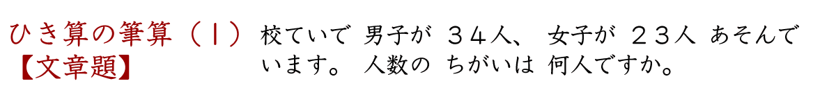 くり下がりのないひき算の文章問題です。