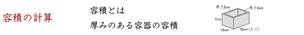厚みのある容器の容積について考えます。