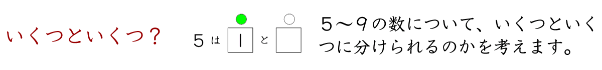 ５～９の数について、いくつといくつに分けられるのかを考える問題です。