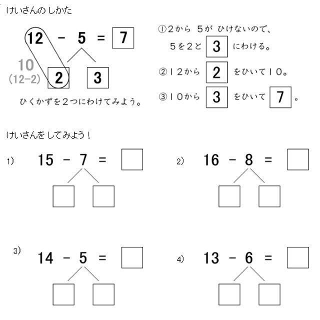 算数１年「くり下がり」