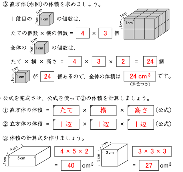 算数５年「直方体の体積」